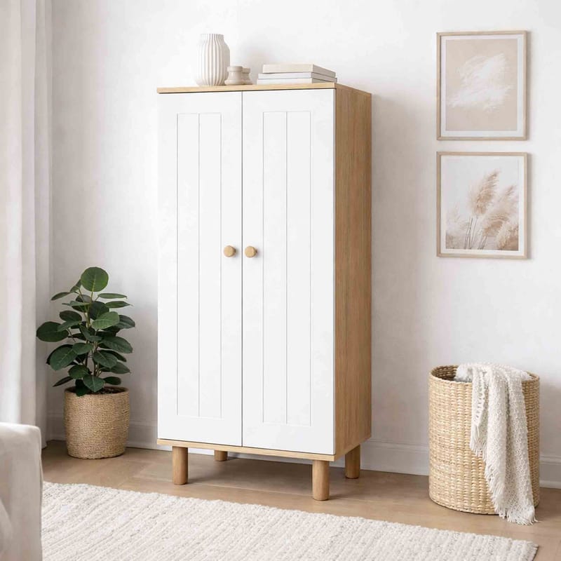 Flerbruks skap Hanah Home Ayka (60 x 129 x 37 cm) Hvit valnøtt - Hvit og valnøtt - Hus & oppussing - Kjøkken & bad - Kjøkken & vaskerom