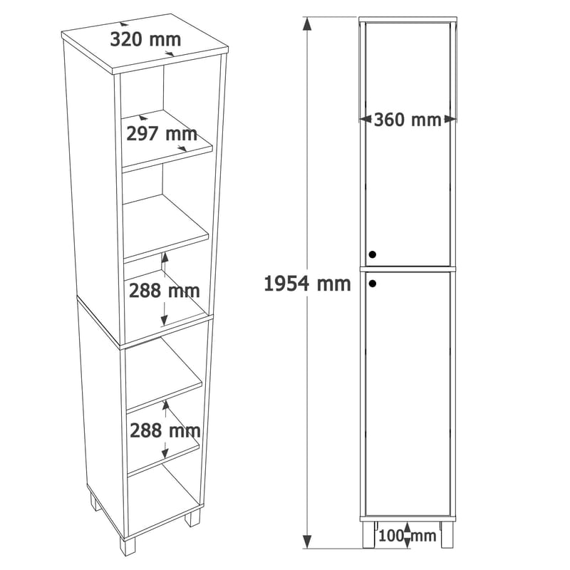 Flerbruks skap Hanah Home Nord (36 x 195,4 x 32 cm) Hvit eik - Hvit og eik - Hus & oppussing - Kjøkken & bad - Kjøkken & vaskerom