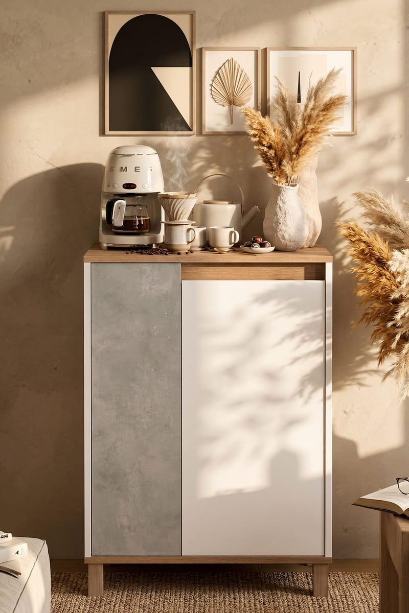 Flerbruks skap Hanah Home Nord (69,7 x 97 x 40 cm) Hvit eik grå - Hvit eik grå - Hus & oppussing - Kjøkken & bad - Kjøkken & vaskerom