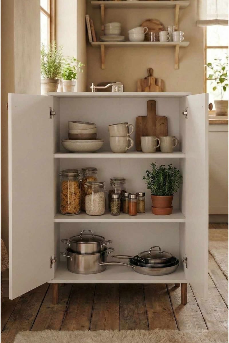 Flerbruks skap Hanah Home Peka Cabinet (60 x 85 x 30 cm) Hvit - Hvit - Hus & oppussing - Kjøkken & bad - Kjøkken & vaskerom