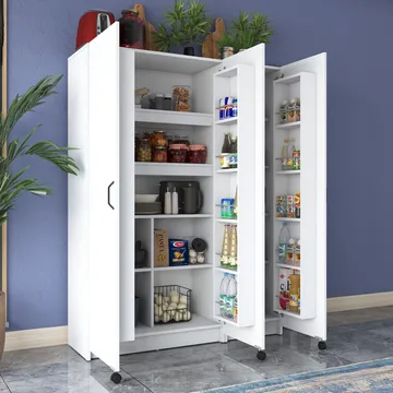 Flerbruks skap Wallxpert Nyra (135 x 180 x 42 cm) hvit - Hvit - Hus & oppussing - Kjøkken & bad - Kjøkken & vaskerom