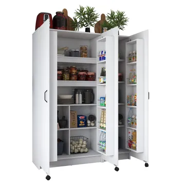 Flerbruks skap Wallxpert Nyra (135 x 180 x 42 cm) hvit - Hvit - Hus & oppussing - Kjøkken & bad - Kjøkken & vaskerom