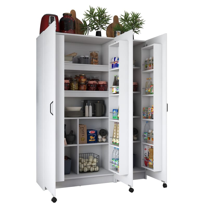 Flerbruks skap Wallxpert Nyra (135 x 180 x 42 cm) hvit - Hvit - Hus & oppussing - Kjøkken & bad - Kjøkken & vaskerom