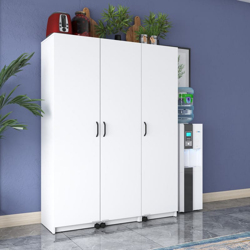 Flerbruks skap Wallxpert Nyra (135 x 180 x 42 cm) hvit - Hvit - Hus & oppussing - Kjøkken & bad - Kjøkken & vaskerom