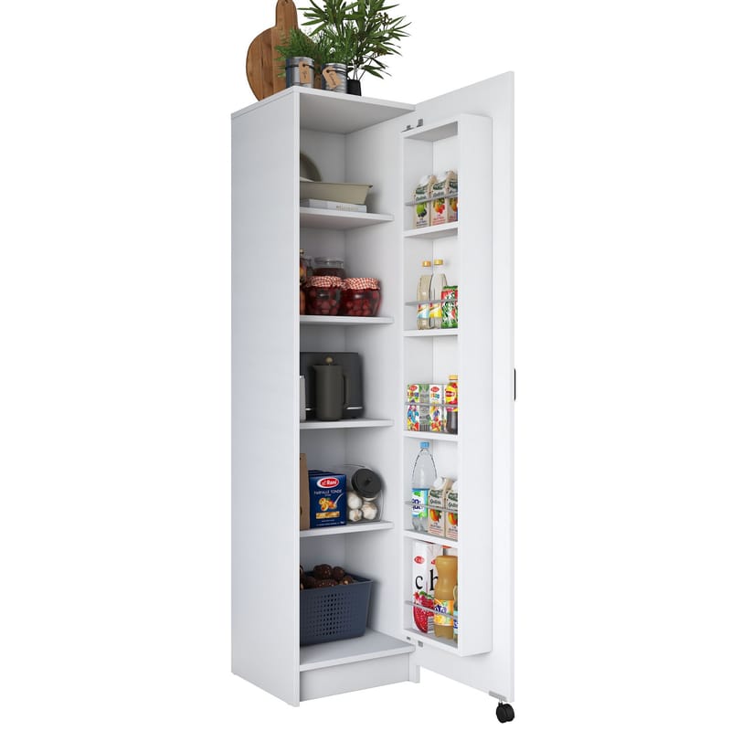 Flerbruksskap Wallxpert Eska (45 x 180 x 42 cm) Hvit - Hvit - Hus & oppussing - Kjøkken & bad - Kjøkken & vaskerom