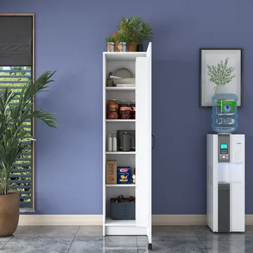 Flerbruksskap Wallxpert Eska (45 x 180 x 42 cm) Hvit - Hvit - Hus & oppussing - Kjøkken & bad - Kjøkken & vaskerom
