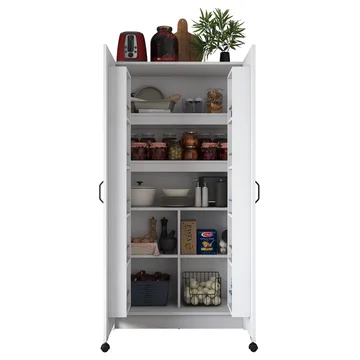 Flerbruksskap Wallxpert Kira hylle (90 x 180 x 42 cm) Hvit - Hvit - Hus & oppussing - Kjøkken & bad - Kjøkken & vaskerom