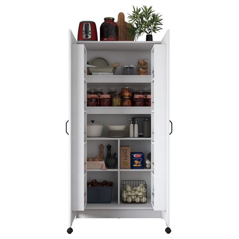Flerbruksskap Wallxpert Kira hylle (90 x 180 x 42 cm) Hvit - Hvit - Hus & oppussing - Kjøkken & bad - Kjøkken & vaskerom