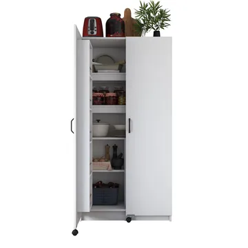 Flerbruksskap Wallxpert Kira hylle (90 x 180 x 42 cm) Hvit - Hvit - Hus & oppussing - Kjøkken & bad - Kjøkken & vaskerom