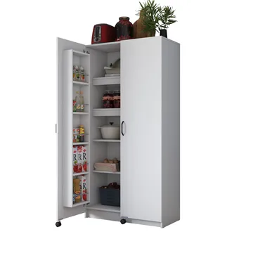 Flerbruksskap Wallxpert Kira hylle (90 x 180 x 42 cm) Hvit - Hvit - Hus & oppussing - Kjøkken & bad - Kjøkken & vaskerom