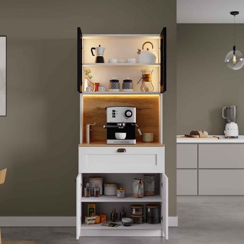 Kaffestasjon Hanah Home Nero Solo 1600-225 (80 x 190 x 44 cm) Hvit - Hvit - Hus & oppussing - Kjøkken & bad - Kjøkken & vaskerom