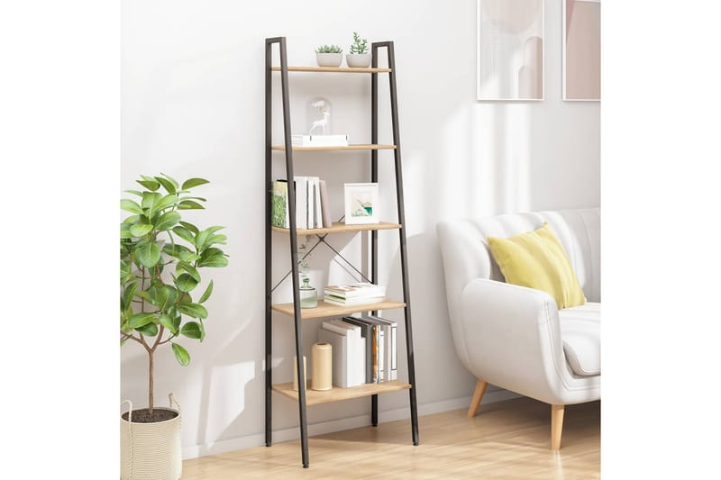 beBasic Gulvhylle 5 etasjer lysebrun og svart 56x35x174 cm - Brun - Oppbevaring - Hyller - Hylleplan & hyllekonsoll