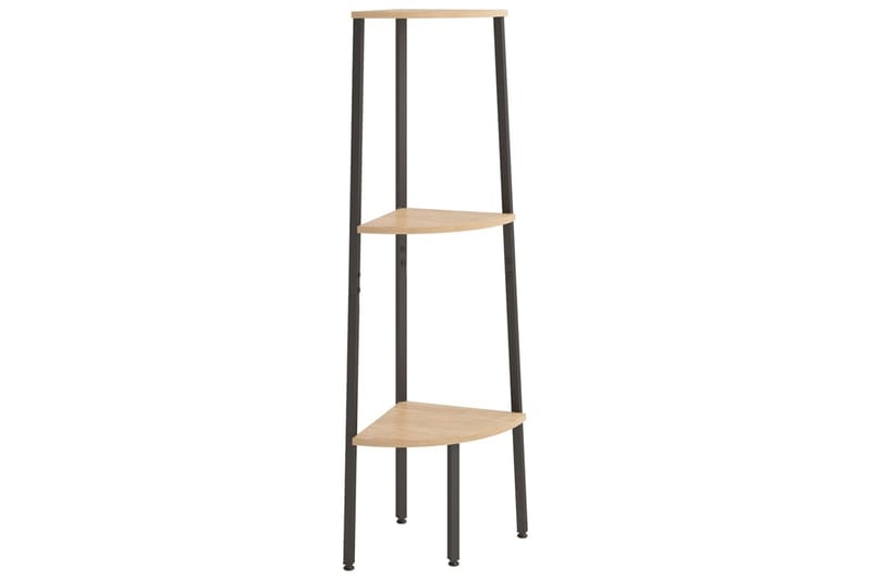 beBasic Hjørnehylle 3 etasjer lysebrun og svart 45,5x31,5x120 cm - Brun - Oppbevaring - Hyller - Hjørnehylle