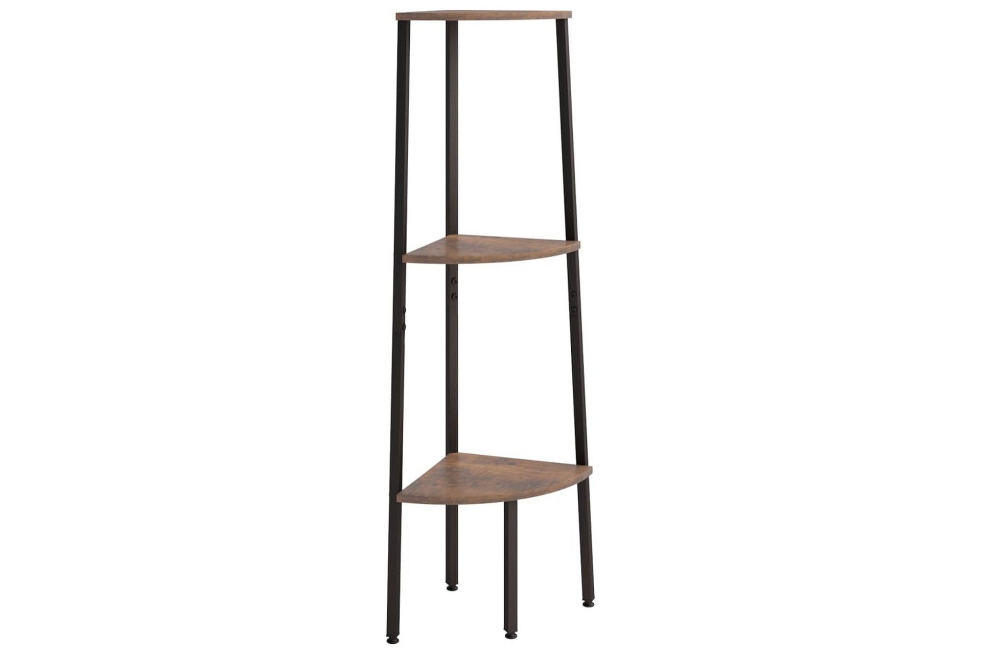 beBasic Hjørnehylle 3 etasjer mørkebrun og svart 45,5x31,5x120 cm - Brun - Oppbevaring - Hyller - Hjørnehylle