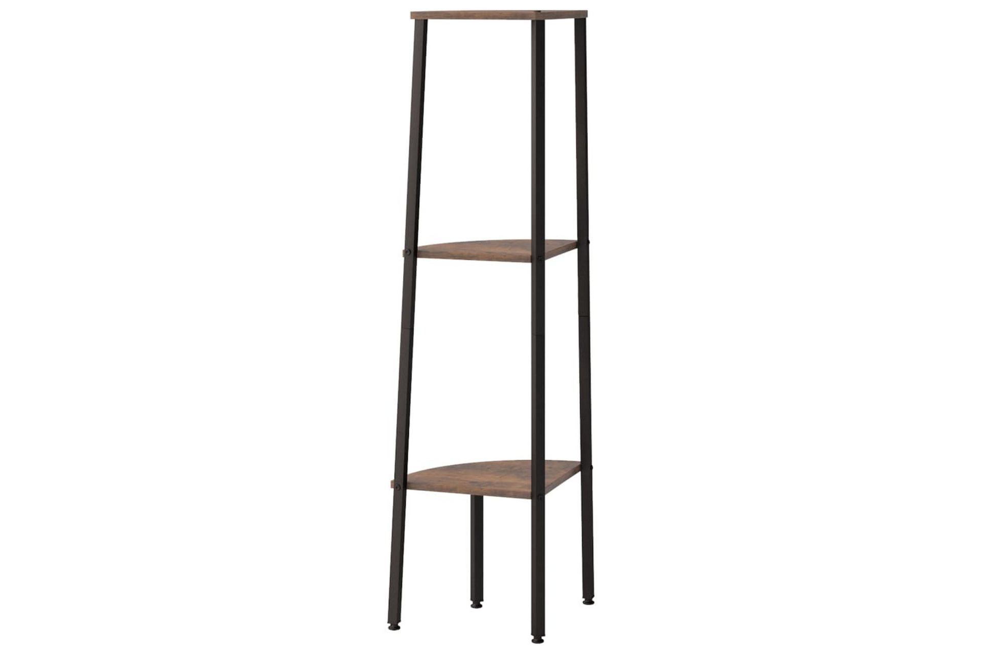 beBasic Hjørnehylle 3 etasjer mørkebrun og svart 45,5x31,5x120 cm - Brun - Oppbevaring - Hyller - Hjørnehylle