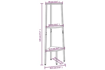 beBasic Hjørnehylle 3 etasjer mørkebrun og svart 45,5x31,5x120 cm - Brun - Oppbevaring - Hyller - Hjørnehylle