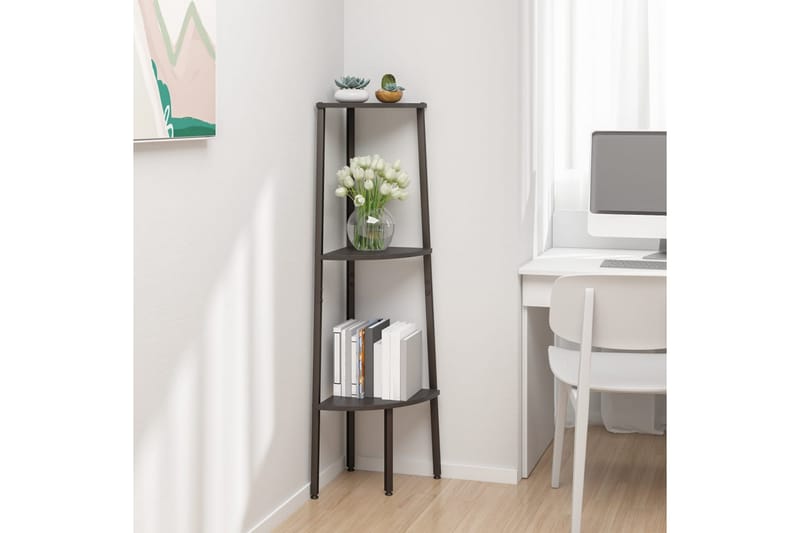beBasic Hjørnehylle 3 etasjer svart 45,5x31,5x120 cm - Svart - Oppbevaring - Hyller - Hjørnehylle