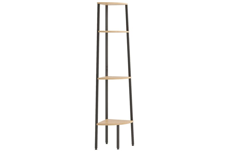 beBasic Hjørnehylle 4 etasjer lysebrun og svart 45,5x31,5x150 cm - Brun - Oppbevaring - Hyller - Hjørnehylle
