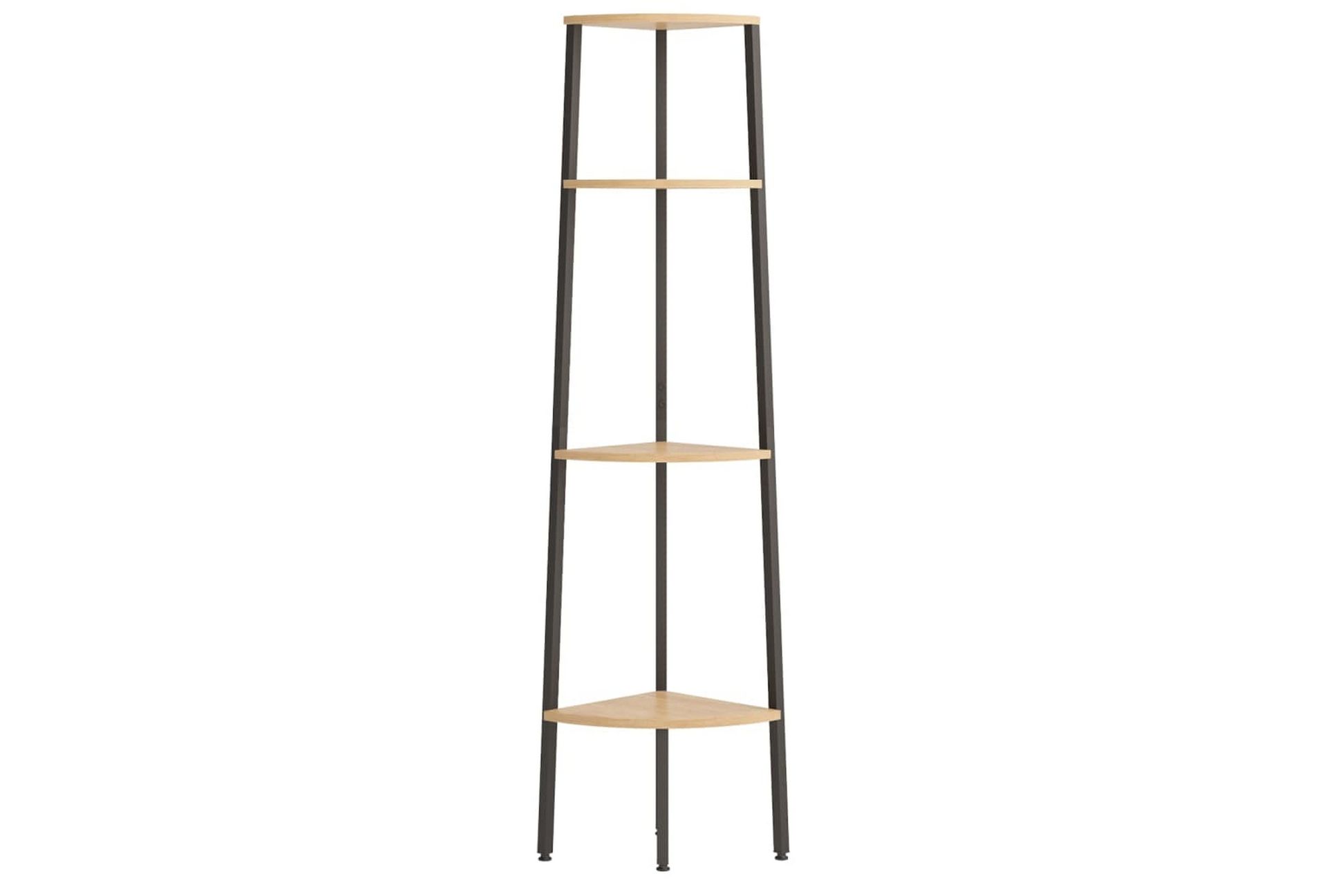 beBasic Hjørnehylle 4 etasjer lysebrun og svart 45,5x31,5x150 cm - Brun - Oppbevaring - Hyller - Hjørnehylle