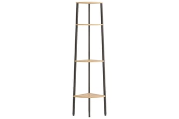 beBasic Hjørnehylle 4 etasjer lysebrun og svart 45,5x31,5x150 cm - Brun - Oppbevaring - Hyller - Hjørnehylle