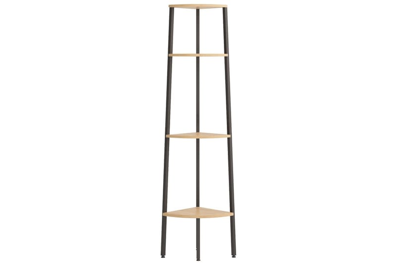 beBasic Hjørnehylle 4 etasjer lysebrun og svart 45,5x31,5x150 cm - Brun - Oppbevaring - Hyller - Hjørnehylle