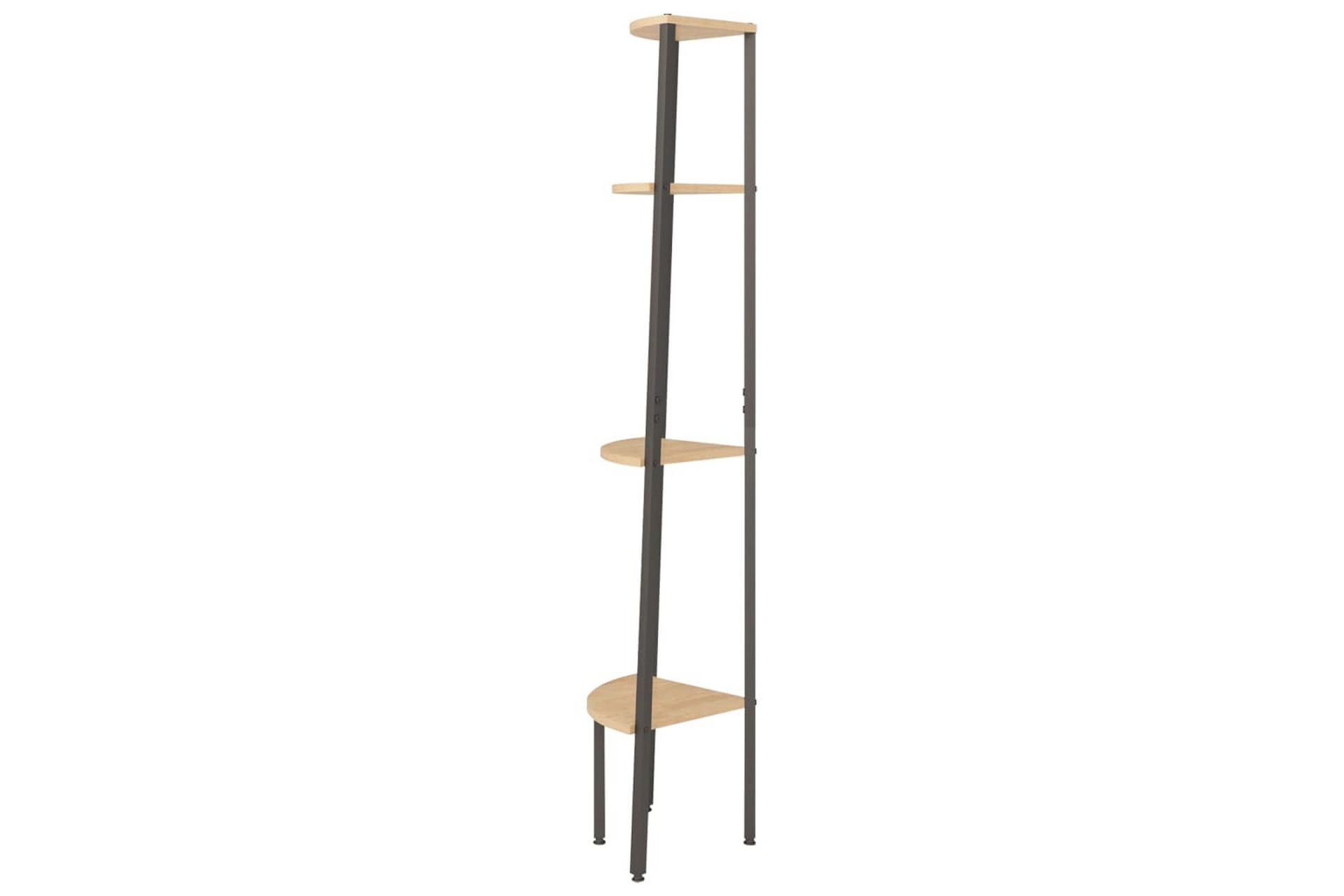 beBasic Hjørnehylle 4 etasjer lysebrun og svart 45,5x31,5x150 cm - Brun - Oppbevaring - Hyller - Hjørnehylle