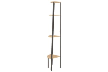 beBasic Hjørnehylle 4 etasjer lysebrun og svart 45,5x31,5x150 cm - Brun - Oppbevaring - Hyller - Hjørnehylle