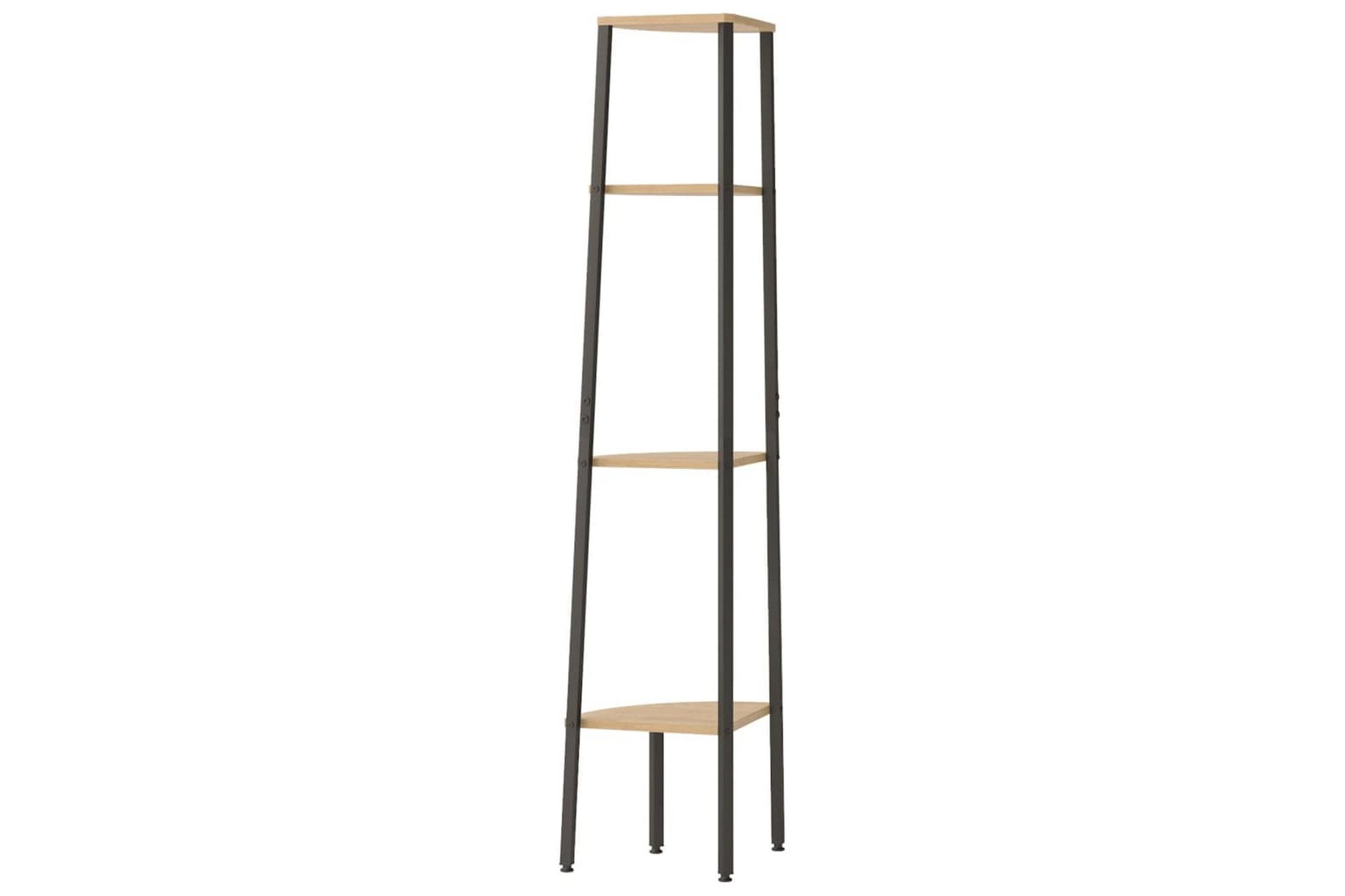 beBasic Hjørnehylle 4 etasjer lysebrun og svart 45,5x31,5x150 cm - Brun - Oppbevaring - Hyller - Hjørnehylle