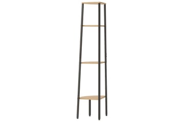 beBasic Hjørnehylle 4 etasjer lysebrun og svart 45,5x31,5x150 cm - Brun - Oppbevaring - Hyller - Hjørnehylle