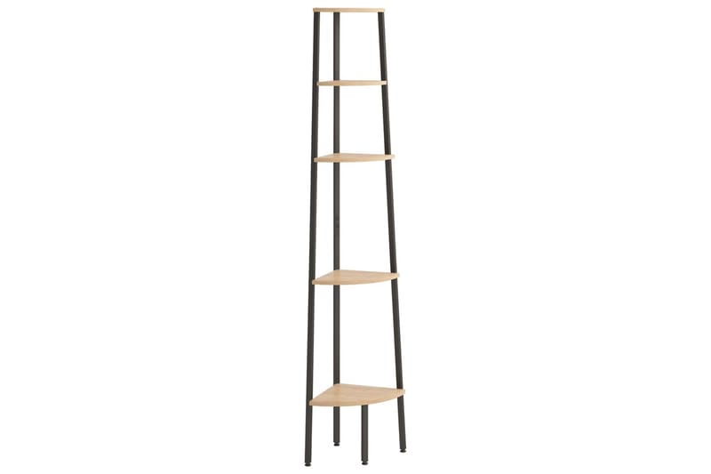 beBasic Hjørnehylle 5 etasjer lysebrun og svart 45,5x31,5x180 cm - Brun - Oppbevaring - Hyller - Hjørnehylle