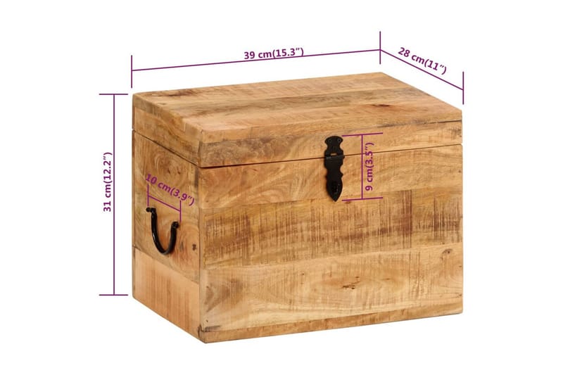beBasic Oppbevaringsboks 39x28x31 cm heltre mango - Brun - Oppbevaring - Hyller - Hylleplan & hyllekonsoll