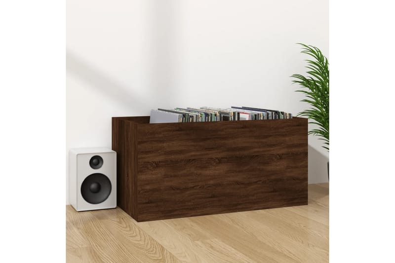 beBasic Oppbevaringsboks for vinyl brun eik 71x34x36 cm konstruert tre - Brun - Oppbevaring - Hyller - Hylleplan & hyllekonsoll
