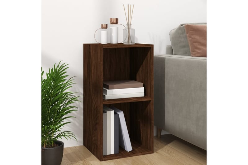 beBasic Oppbevaringsboks for vinyl brun eik 71x34x36 cm konstruert tre - Brun - Oppbevaring - Hyller - Hylleplan & hyllekonsoll
