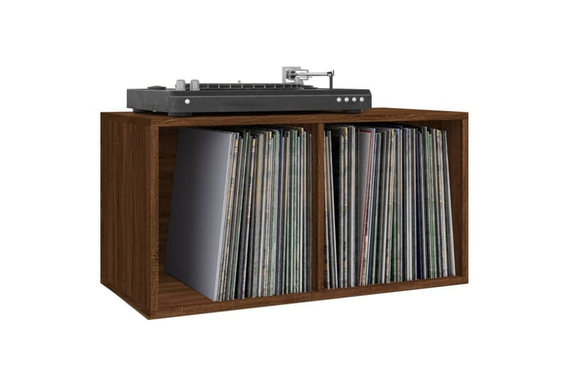 beBasic Oppbevaringsboks for vinyl brun eik 71x34x36 cm konstruert tre - Brun - Oppbevaring - Hyller - Hylleplan & hyllekonsoll
