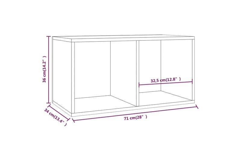 beBasic Oppbevaringsboks for vinyl brun eik 71x34x36 cm konstruert tre - Brun - Oppbevaring - Hyller - Hylleplan & hyllekonsoll