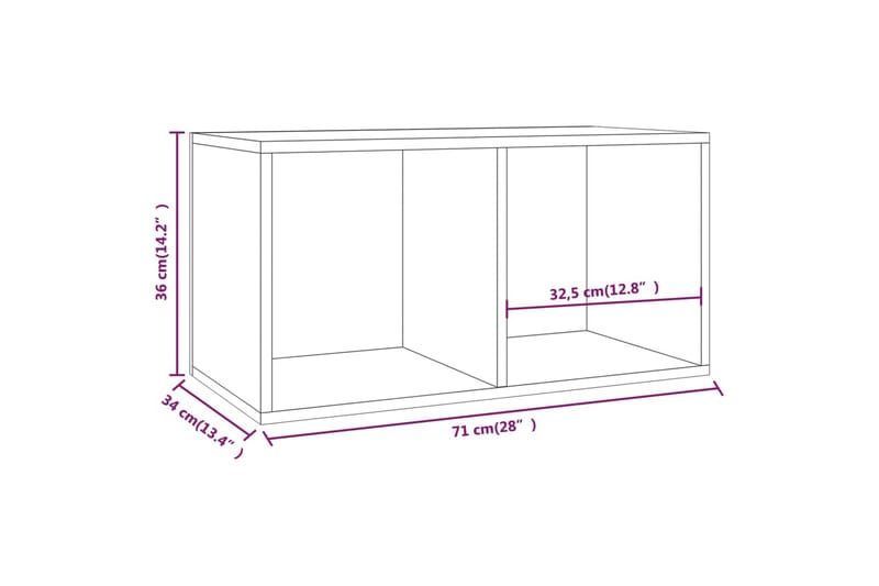 beBasic Oppbevaringsboks LP røkt eik 71x34x36 cm konstruert tre - Brun - Kjøkkenhylle - Hylleplan & hyllekonsoll