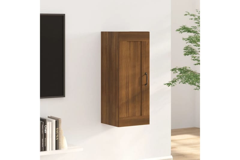 beBasic Vegghengt skap brun eik 35x34x90 cm konstruert tre - Brun - Oppbevaring - Hyller - Hylleplan & hyllekonsoll