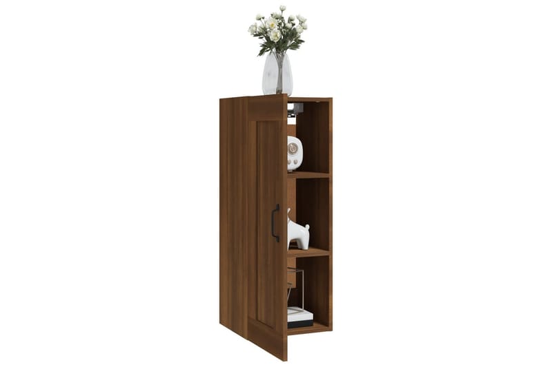 beBasic Vegghengt skap brun eik 35x34x90 cm konstruert tre - Brun - Oppbevaring - Hyller - Hylleplan & hyllekonsoll