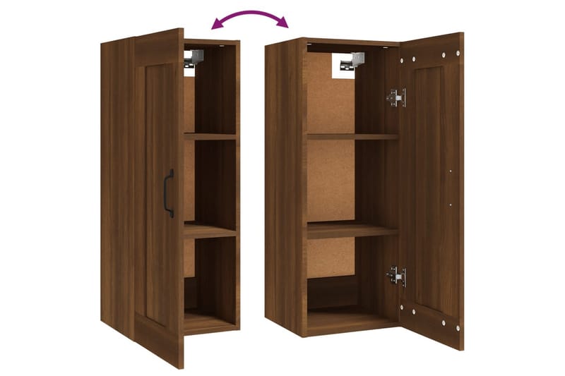 beBasic Vegghengt skap brun eik 35x34x90 cm konstruert tre - Brun - Oppbevaring - Hyller - Hylleplan & hyllekonsoll