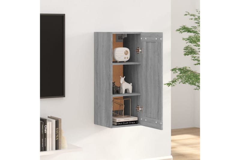 beBasic Vegghengt skap grå sonoma 35x34x90 cm konstruert tre - GrÃ¥ - Oppbevaring - Hyller - Hylleplan & hyllekonsoll