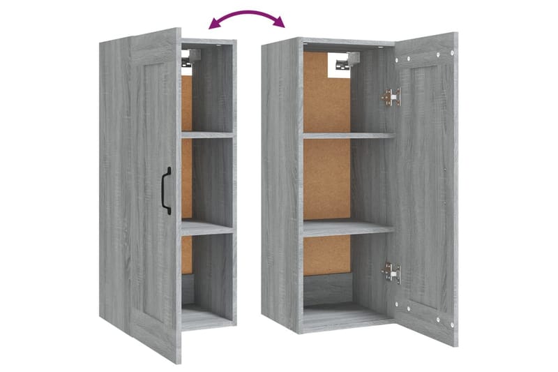 beBasic Vegghengt skap grå sonoma 35x34x90 cm konstruert tre - GrÃ¥ - Oppbevaring - Hyller - Hylleplan & hyllekonsoll