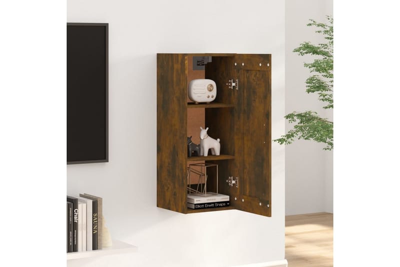 beBasic Vegghengt skap røkt eik 35x34x90 cm konstruert tre - Brun - Oppbevaring - Hyller - Hylleplan & hyllekonsoll