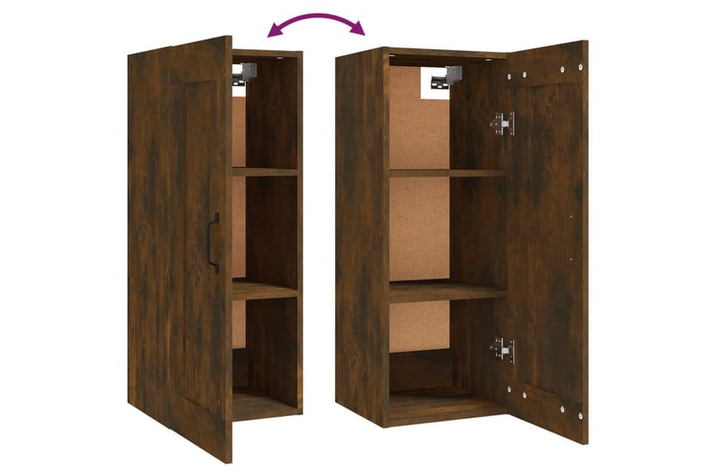 beBasic Vegghengt skap røkt eik 35x34x90 cm konstruert tre - Brun - Oppbevaring - Hyller - Hylleplan & hyllekonsoll