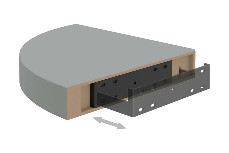 Flytende vegghyller 2 stk grå 25x25x3,8 cm MDF - Grå - Oppbevaring - Hyller - Hjørnehylle