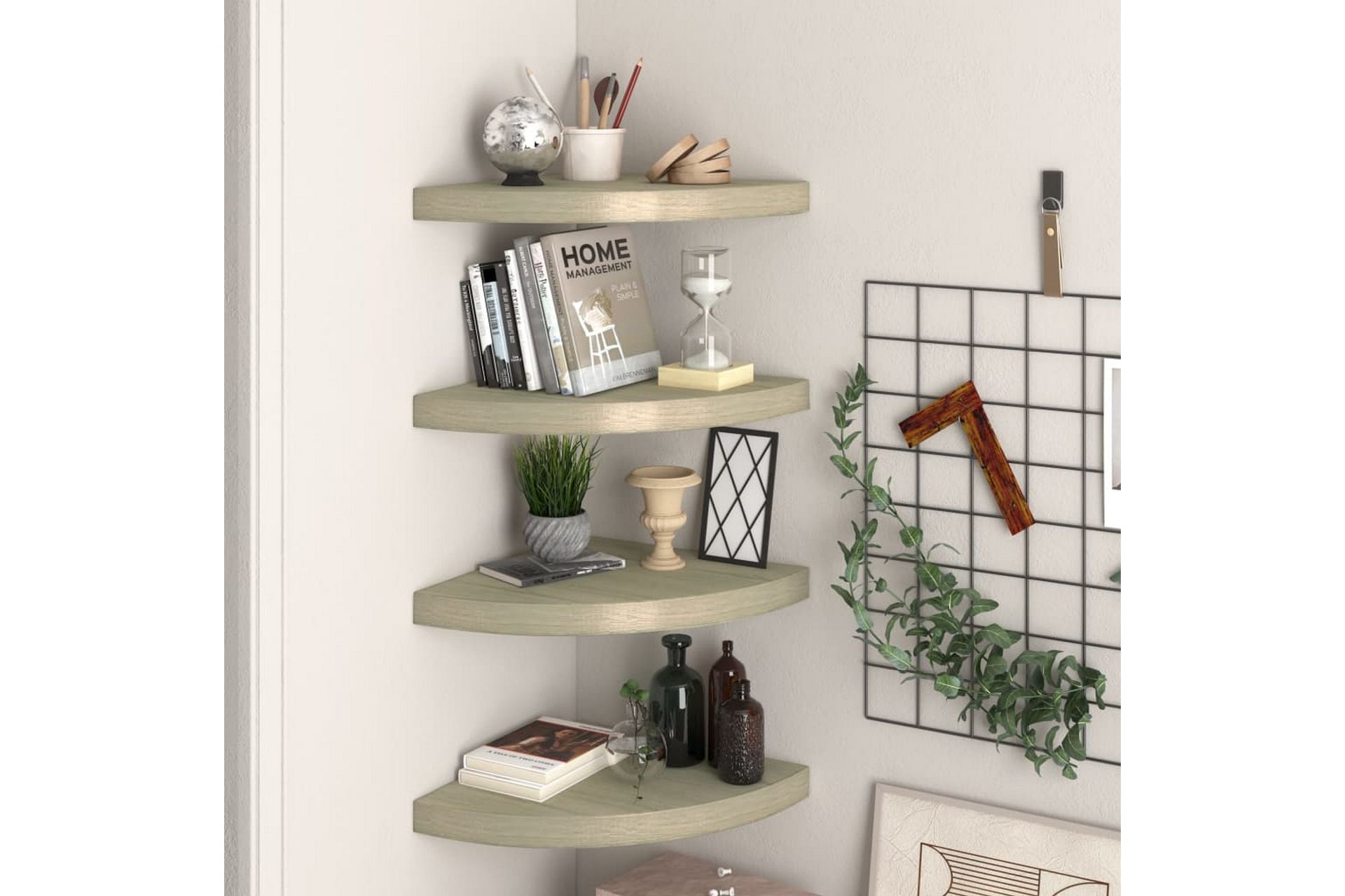 Flytende vegghyller 4 stk eik 35x35x3,8 cm MDF - Brun - Oppbevaring - Hyller - Hjørnehylle