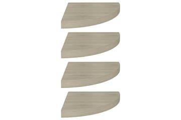 Flytende vegghyller 4 stk eik 35x35x3,8 cm MDF - Brun - Oppbevaring - Hyller - Hjørnehylle