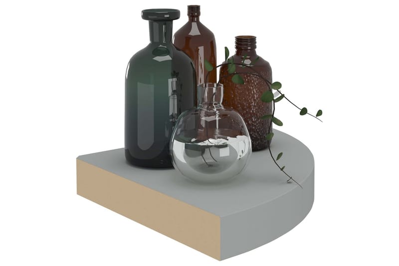 Flytende vegghyller 4 stk grå 25x25x3,8 cm MDF - Grå - Oppbevaring - Hyller - Hjørnehylle