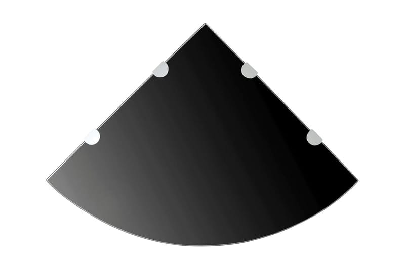 Hjørnehylle med kromstøtter svart glass 45x45 cm - Kjøkkenhylle - Hjørnehylle
