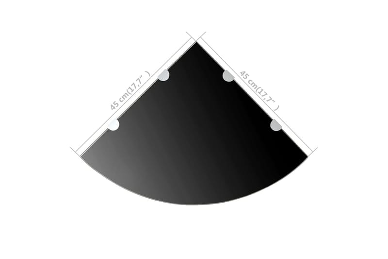 Hjørnehylle med kromstøtter svart glass 45x45 cm - Kjøkkenhylle - Hjørnehylle