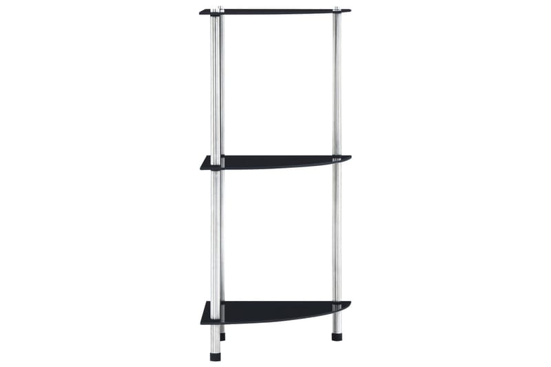 Hylle 3 etasjer svart 30x30x67 cm herdet glass - Oppbevaring - Hyller - Hjørnehylle